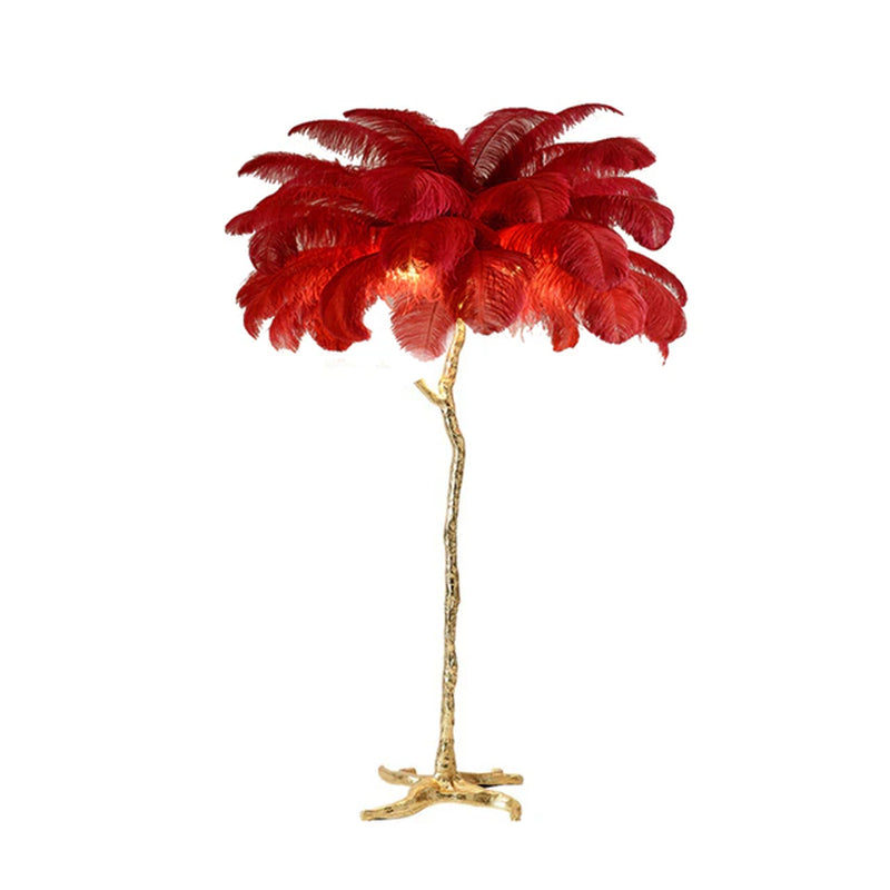 Modern Luxury Ostrich Floor Lamp Feather Resin LED Floor Light Romantic Princess Bedroom Corner Standing Indoor Lighting