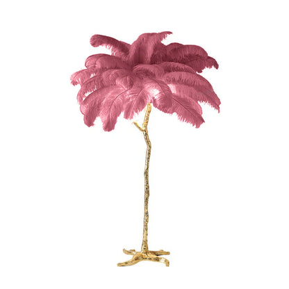 Modern Luxury Ostrich Floor Lamp Feather Resin LED Floor Light Romantic Princess Bedroom Corner Standing Indoor Lighting