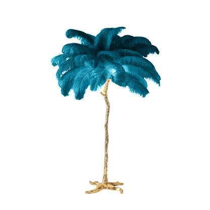 Modern Luxury Ostrich Floor Lamp Feather Resin LED Floor Light Romantic Princess Bedroom Corner Standing Indoor Lighting