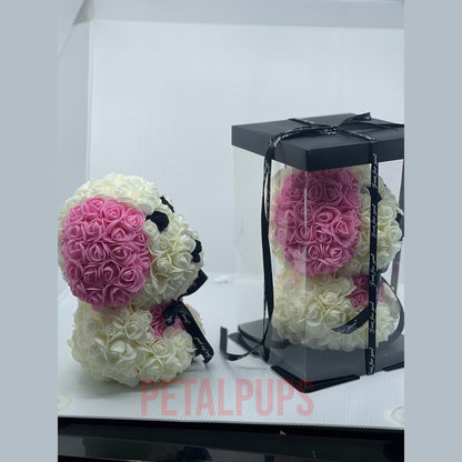 Pink White Rose Teddy Dog