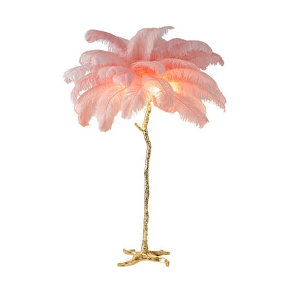 Modern Luxury Ostrich Floor Lamp Feather Resin LED Floor Light Romantic Princess Bedroom Corner Standing Indoor Lighting