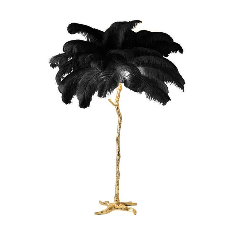 Modern Luxury Ostrich Floor Lamp Feather Resin LED Floor Light Romantic Princess Bedroom Corner Standing Indoor Lighting