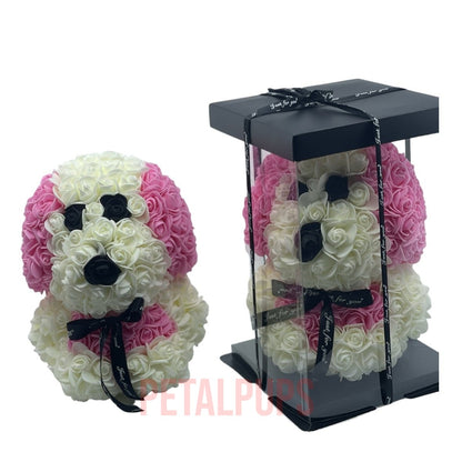 Pink White Rose Teddy Dog