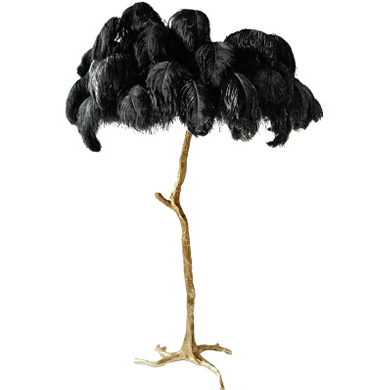 Modern Luxury Ostrich Floor Lamp Feather Resin LED Floor Light Romantic Princess Bedroom Corner Standing Indoor Lighting